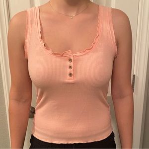 Pink Tank Top with 3 wood buttons